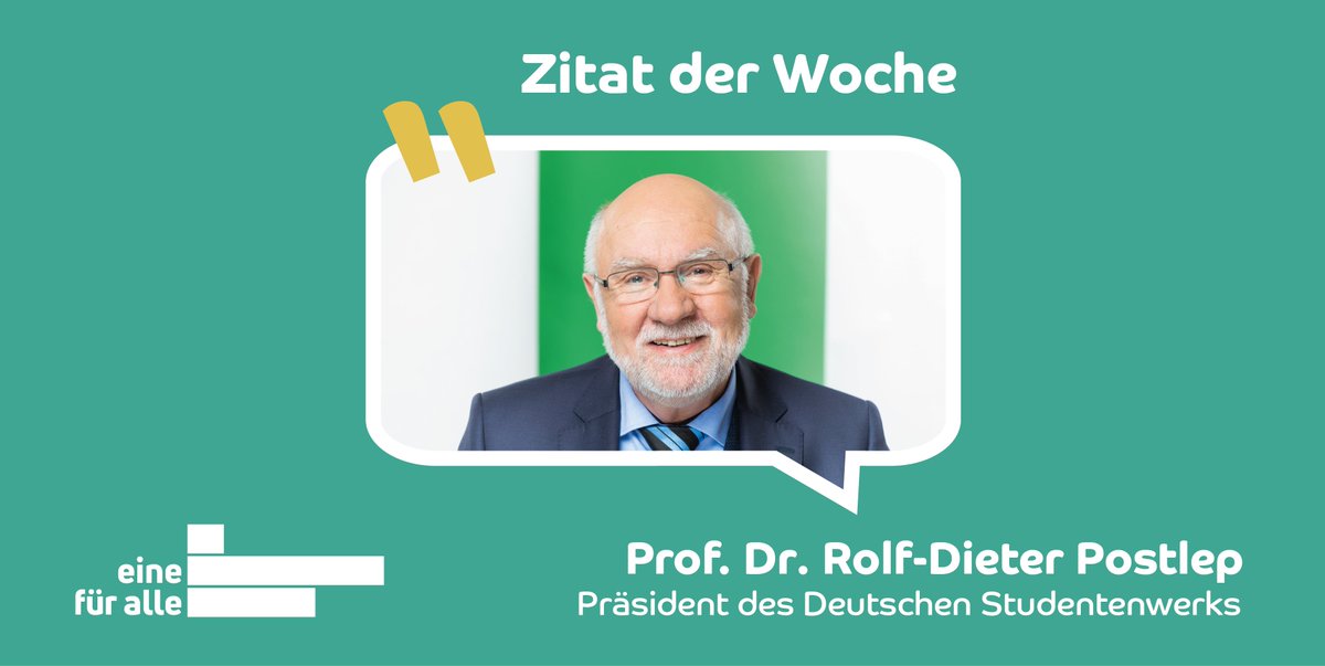 „Als ehemaliger Uni-Präsident, kann ich alle Hochschulen in Deutschland nur herzlich einladen, an der #Studierendenbefragung teilzunehmen. Die Ergebnisse liefern nicht zuletzt eine Grundlage für die Entwicklung Ihrer Hochschule.“ 

Prof. Dr. Rolf-Dieter Postlep