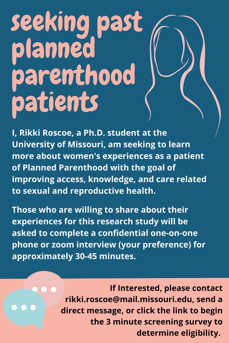 Please rt/share if you’re willing.

I’m seeking women for interviews. If you are interested, please fill out this short screening survey: missouri.qualtrics.com/jfe/form/SV_6e….

#plannedparenthood