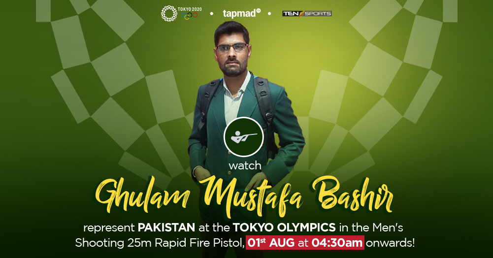 tapmadtv's tweet image. #GhulamMustafaBashir will be representing Pakistan on August 1 from 4:30 AM onwards at the Tokyo Olympics Games in the Men&apos;s  Shooting 25m Rapid Fire Pistol division. 
Don’t miss the Olmypics live on Tensports via Tapmad.
#TokyoOlympics #RapidFirePistol #PakistanOlympics #Tapmad
