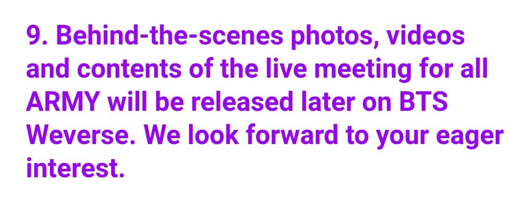 BTStranslation_'s tweet photo. BTS ARMY MEMBERSHIP SPECIAL LIVE EVENT INFORMATION

"Behind-the-scenes photos, videos and contents of the live meeting for all ARMY will be released later on BTS Weverse. We look forward to your eager interest."

@BTS_twt https://t.co/eghKVxIAmM