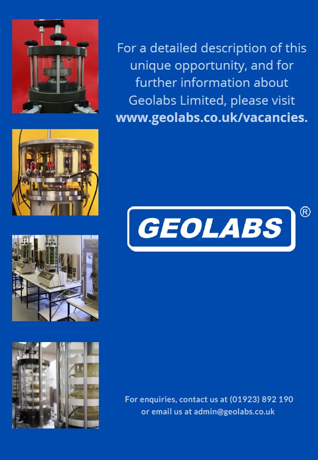 GeolabsLimited's tweet photo. We are looking for a Senior Laboratory Engineer to join our Advanced Testing team within the @GeolabsLimited Watford Laboratory.
For a more detailed description and details of how to apply, please visit https://t.co/EbimSe98wN.  #testing #soiltesting #advancedtesting #geolabs https://t.co/zHIqCojLb3