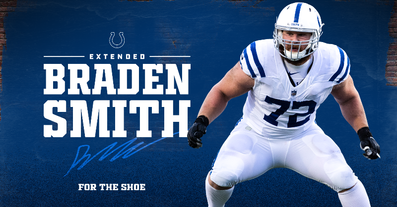 Colts's tweet photo. We have signed T Braden Smith to a contract extension.