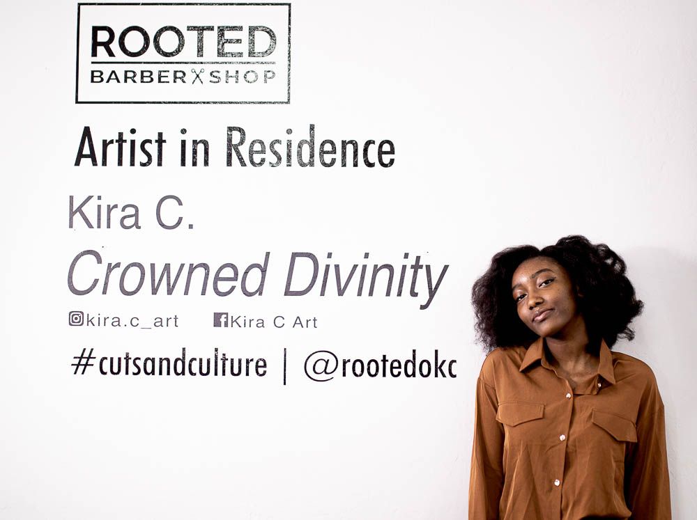 rootedokc's tweet photo. Our artist in residence, Kira, creates pieces that highlight the beauty of Black women and men with various skins tones, hair types, and styles. At only 16 years old she is one of OKC's emerging artists who is passionate about creating positive representation for our community. https://t.co/o1dAnPgUXd