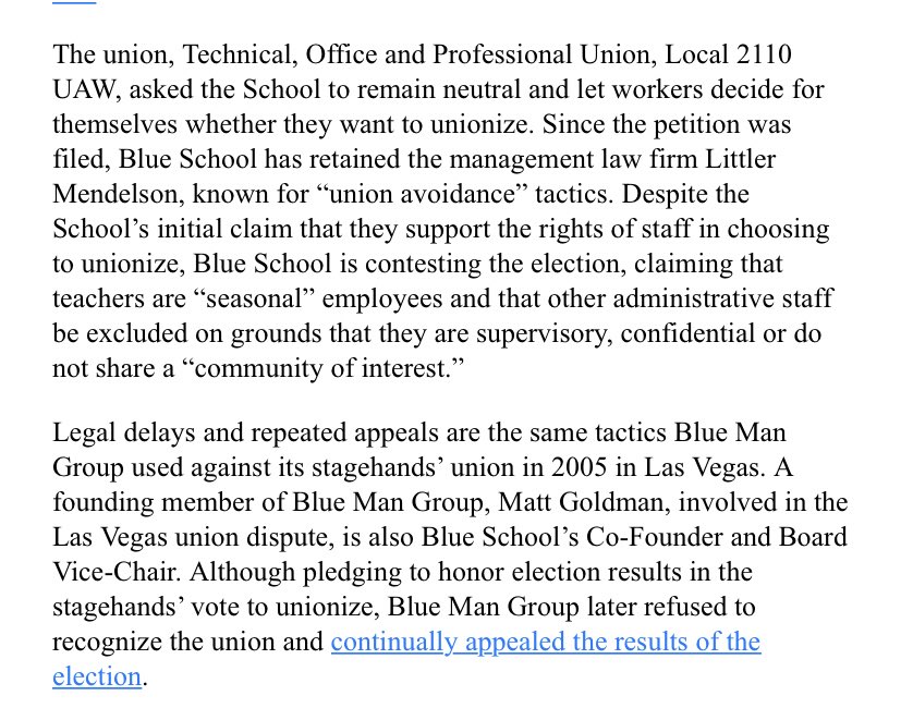 Kim Kelly (@grimkim) on Twitter photo The Blue Man Group is a bunch of nasty union busters. Solidarity with <a href="/BlueSchoolUnion/">Blue School Union</a> as they continue their fight to unionize 🌀 The Blue Man Group is a bunch of nasty union busters. Solidarity with <a href="/BlueSchoolUnion/">Blue School Union</a> as they continue their fight to unionize 🌀