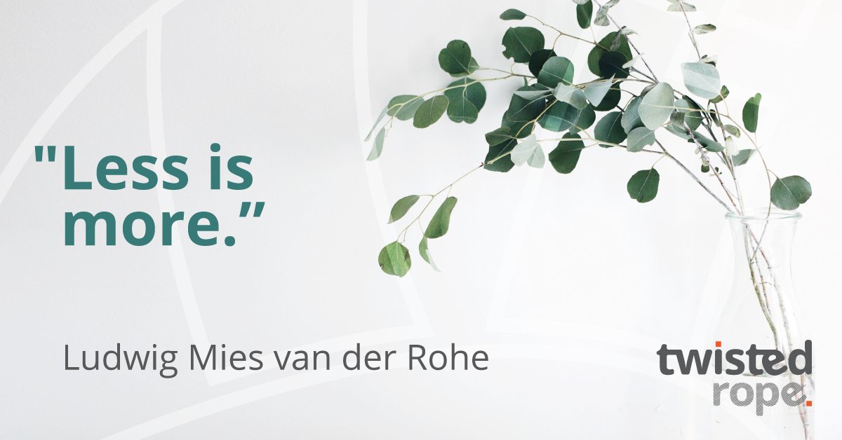This week's #TwistedQuotes 1 of 3
"Less is more."
– Ludwig Mies van der Rohe (buff.ly/3743drs) selected by Anja Ohlendorf #LessIsMore #DesignInspiration