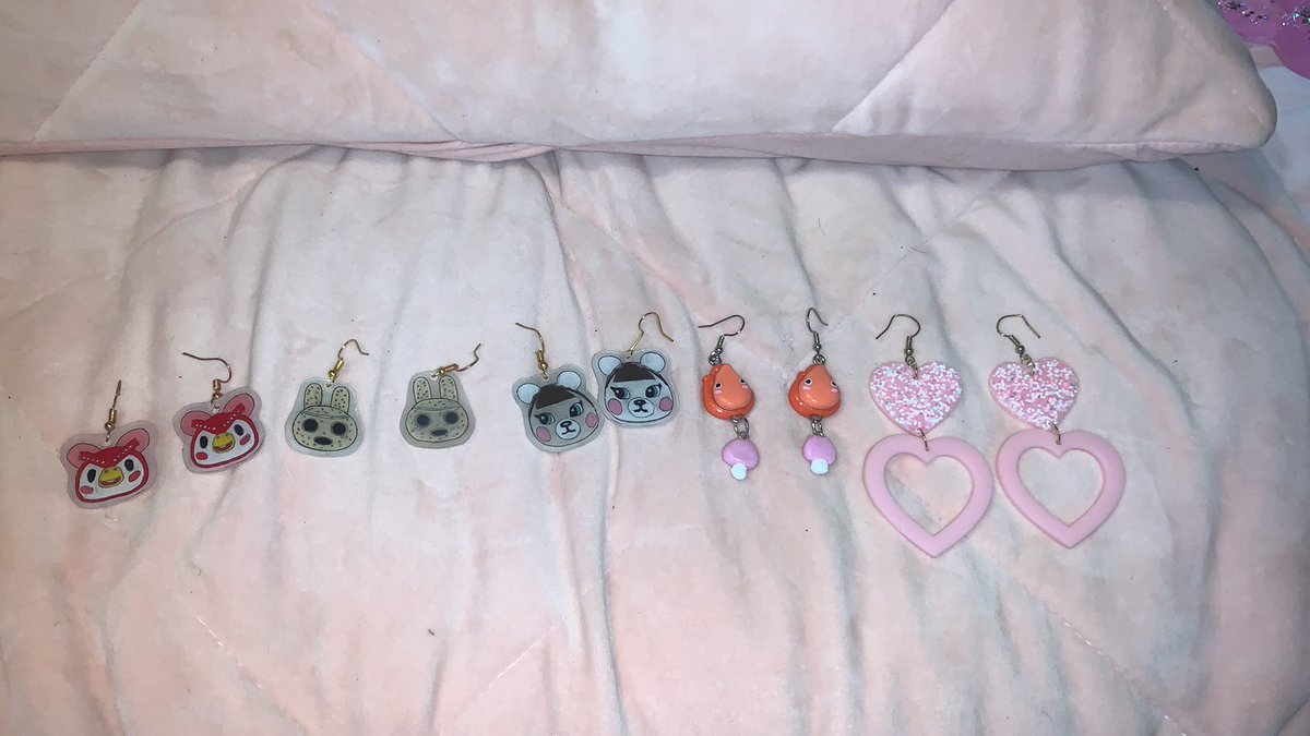 earrings ive collected from small businesses over the past 6 ish months/a little over a year ! animal crossing earrings by <a href="/actrendyartist/">Holly 💫</a> , calcifer earrings by <a href="/practickalmagi1/">practickalmagickcreations ʕ•ᴥ•ʔ</a> , heart earrings by <a href="/needle_nuggets/">✿ Needle Nuggets ✨</a> !!
