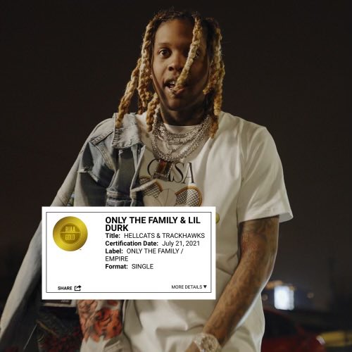 EMPIRE's tweet photo. Congrats to #OTF head honcho @lildurk for goin’ Gold with his heavy hittin’ track “Hellcats &amp; Trackhawks” 🏆📀 https://t.co/0gCE0m7lKE
