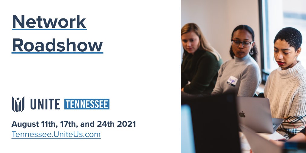 UniteUsHQ's tweet image. We're growing in TN! The Unite Tennessee network is hosting a roadshow in Nashville, Memphis, and Knoxville in August. Join us, in person, for a free event to learn about how we're building a robust network of providers and how you can be a part of it: eventbrite.com/e/unite-tennes…