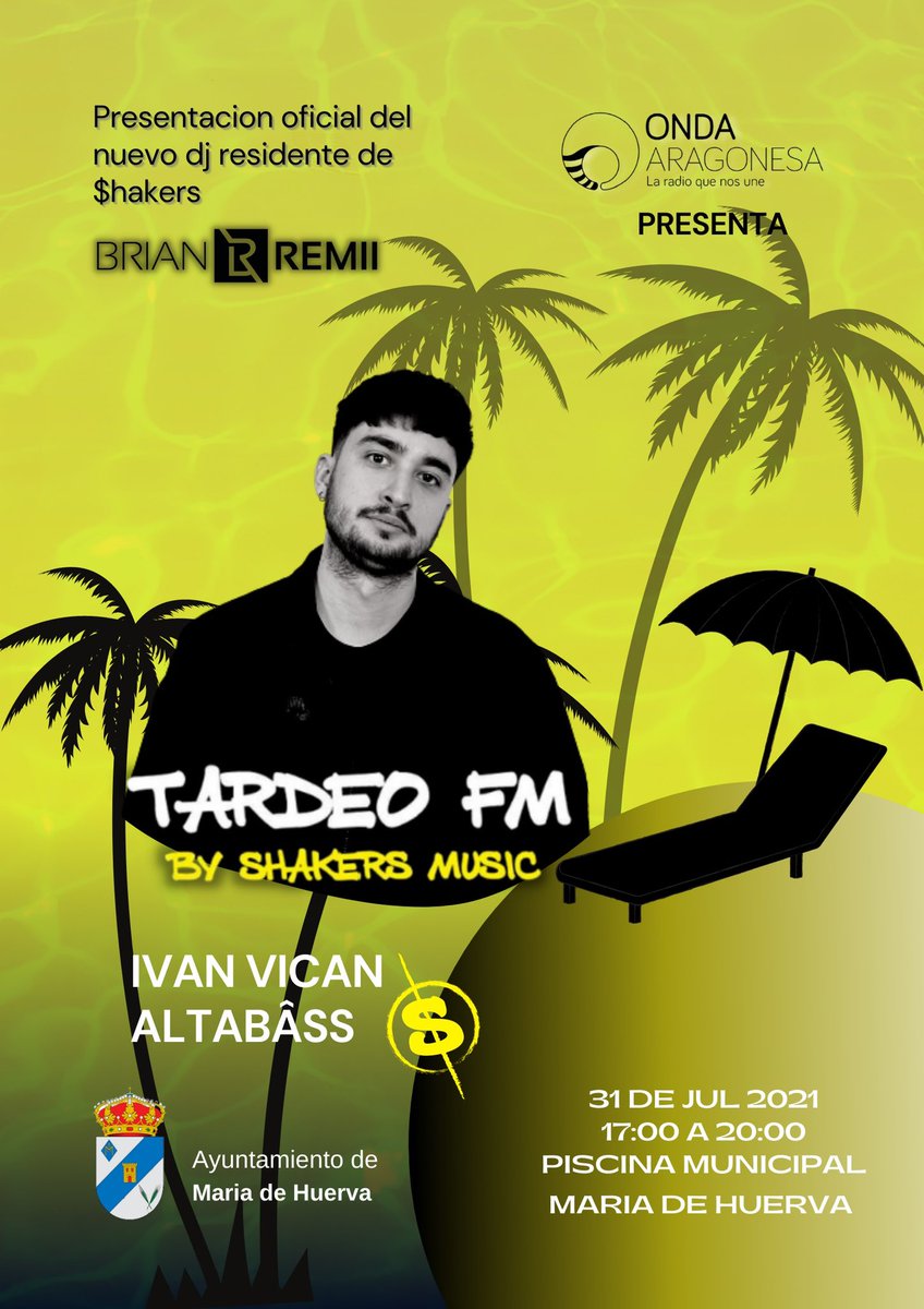 Este sábado estaré pinchando en Tardeo FM by Shakers desde las piscinas de María de Huerva con mis compañeros <a href="/dj_ivanvican/">Iván Vican</a> <a href="/dj_Altabass/">Altabâss</a> 🤯. No os hacéis una idea de las ganas con las que voy a ir estando en estos tiempos tan locos… 
Pónganse sus mejores bañadores! 
🔫