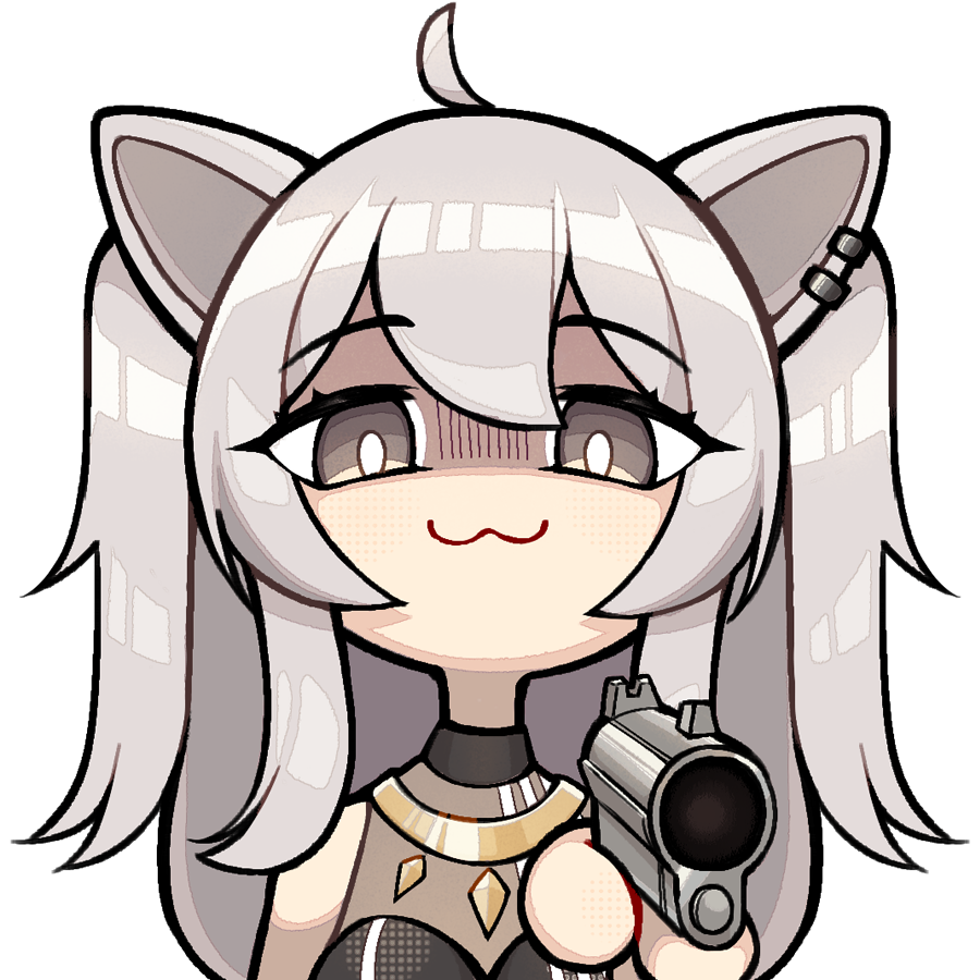 shishiro botan 1girl gun lion ears aiming at viewer weapon animal ears grey hair  illustration images
