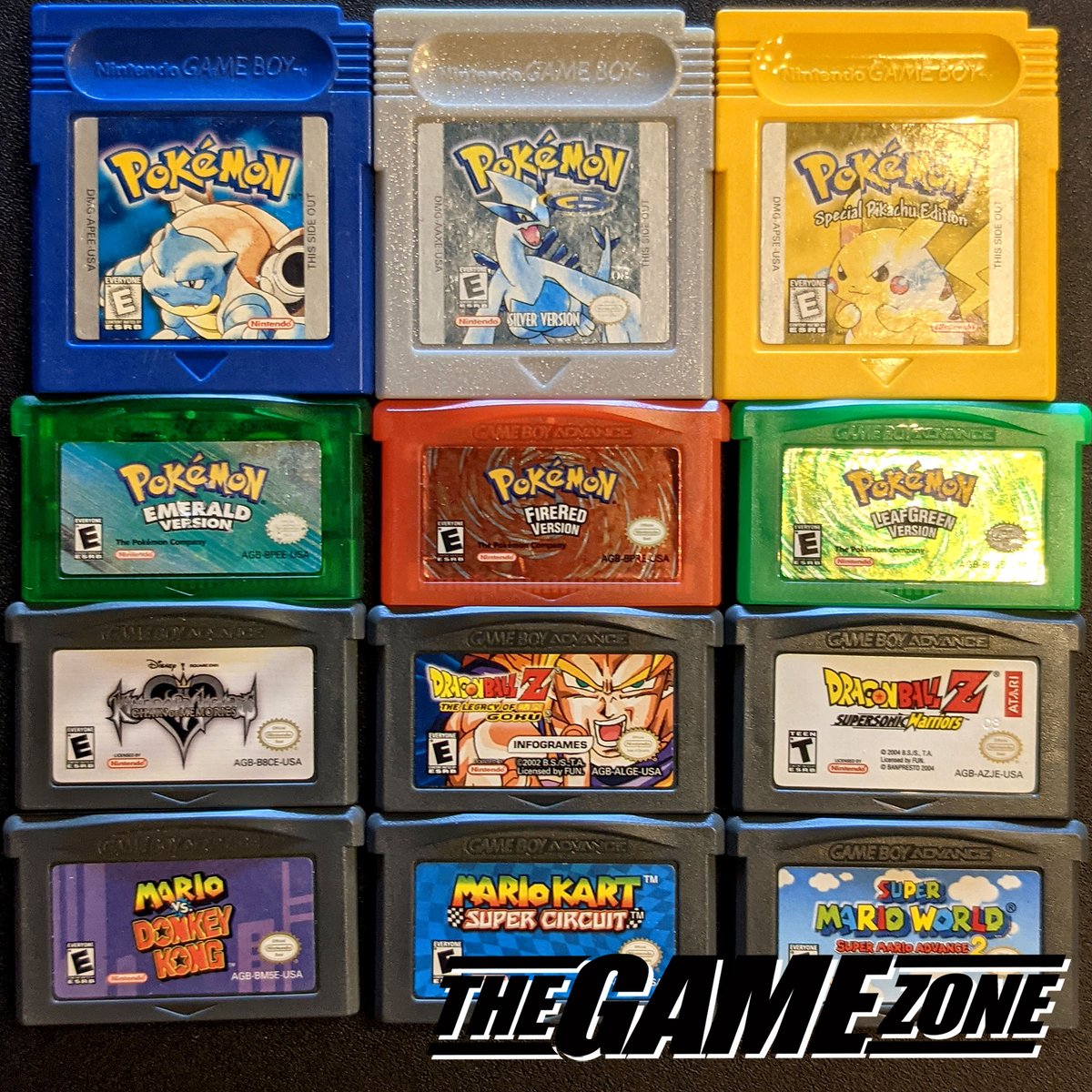 TheGameZoneGZ's tweet photo. TJi! #pokemonblueversion #pokemonsilver #pokémonspecialpikachuedition #pokemonemerald #pokemonfirered #pokemonleafgreen #kingdomheartschainofmemories #thelegendofgoku #dragonballzsupersonicwarriors #mariovsdonkeykong #mariokartsupercicuit #supermarioadvance2 #gameboy #gba https://t.co/bytLksDBZA