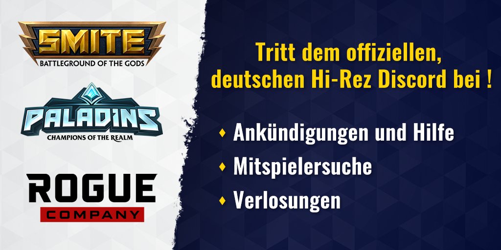 The3xecut0r's tweet photo. Falls ihr noch Mitspieler sucht oder einfach auf dem laufenden halten möchtet, schaut auf unseren Hirez Deutschland Discord vorbei. 
https://t.co/yGwh43rwRQ
@SMITEGameDE
@RogueCompanyDE
@PaladinsgameDE
#smite #paladins #roguecompany #moba #shooter #community #Discord #hirez https://t.co/RZ4KATFCY9
