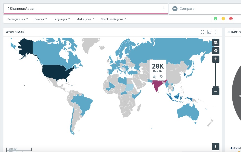 Atulthakur256's tweet photo. Saw the' Shame on Assam' hashtag trending.. so did a quick check on who is trending it.

Found that most of the handles are from the USA, only 1/3rd from India. Just 2.6 million reach shows that mostly bots were used.

Who is behind it? https://t.co/TrZc9vw0iV