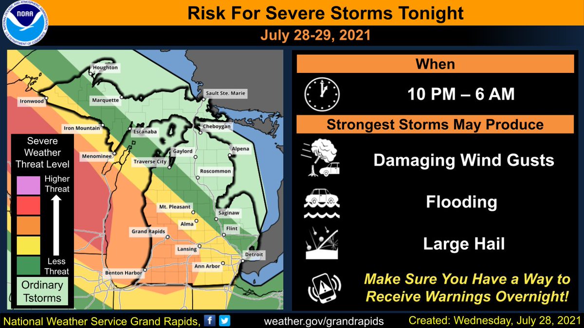 The potential for severe weather has increased for the overnight hours ...