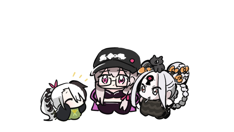 アビーちゃんとカーマちゃんと道満ちゃんでお出かけとかかわいいいん オジロのイラスト