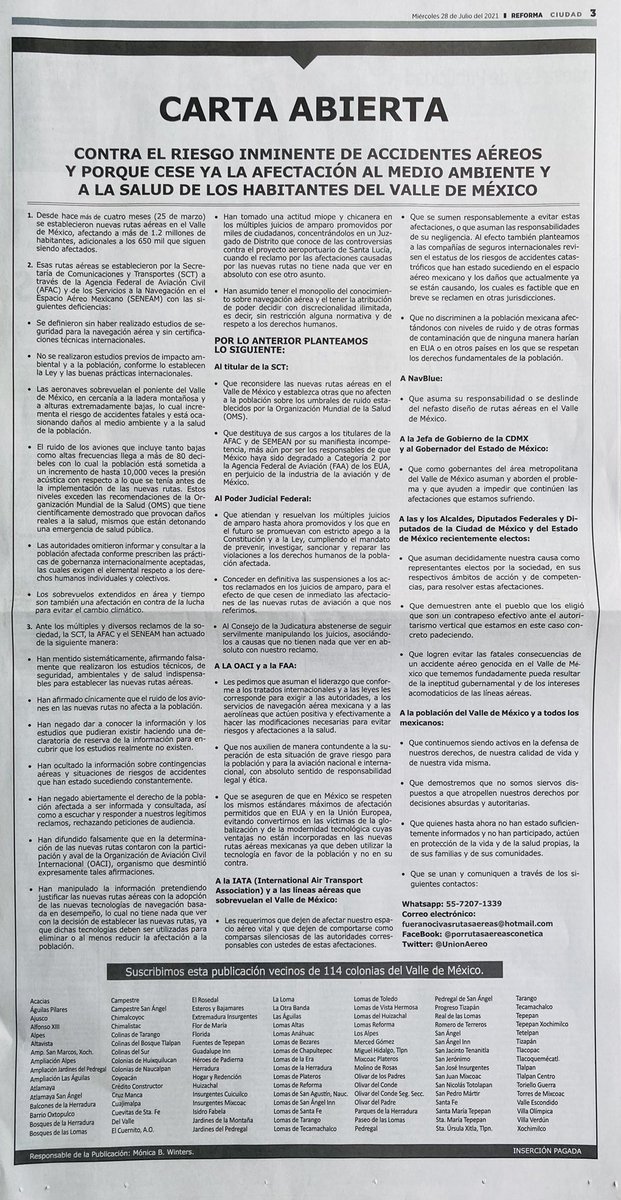 eyuayo's tweet photo. Suscribo y sumo mi protesta contra todos los implicados en este cambio de rutas aéreas, autoritario, nocivo y peligroso. https://t.co/q22Wn1iKHY