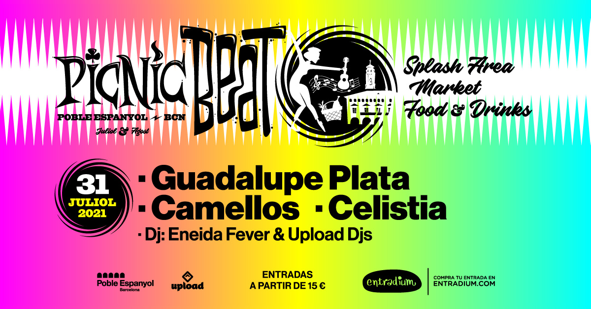 Este sábado nueva cita del 'Picnic Beat' en el <a href="/PobleEspanyol/">Poble Espanyol</a>, con los conciertos al aire libre de @Camellosdigame, <a href="/guadalupeplata/">Guadalupe Plata</a>, <a href="/Celistia3/">Celistia</a>, y las sesiones de <a href="/EneidaFever/">𒊹︎︎︎ 𝗘𝗻𝗲𝗶𝗱𝗮 𝗙𝗲𝘃𝗲𝗿!</a> y <a href="/UploadBarcelona/">Upload Barcelona</a> DJs. Abren puertas a las 19h! youtu.be/A_HtWnJpycE