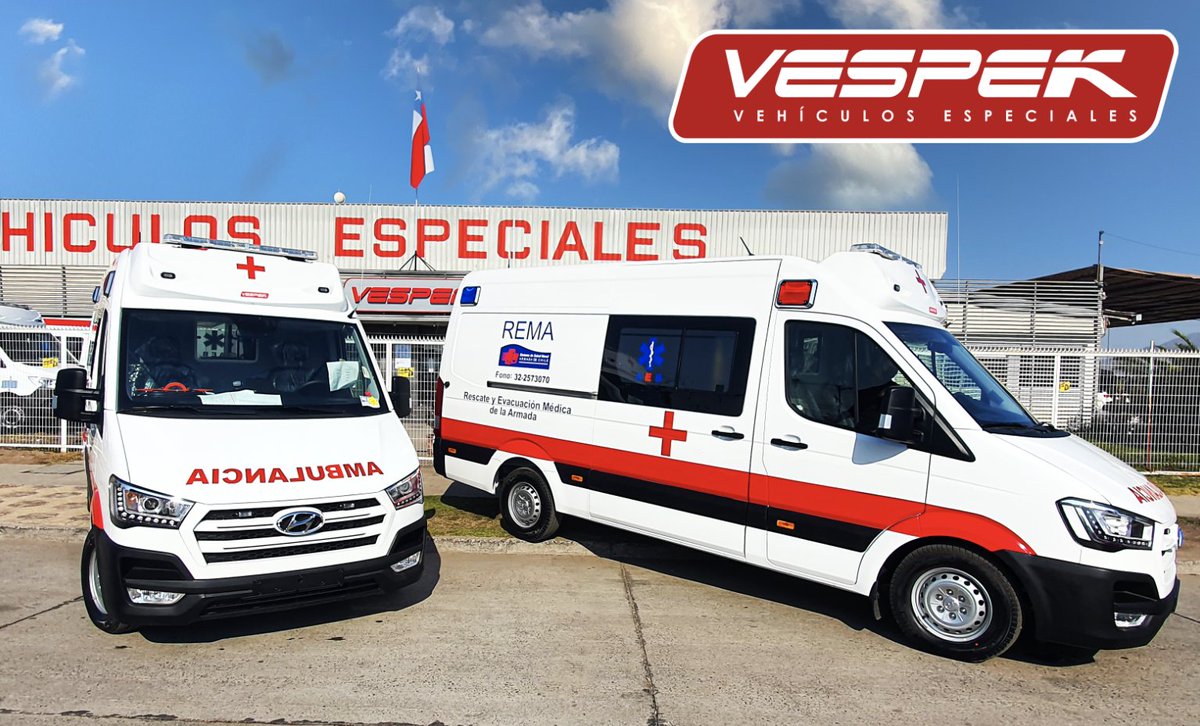 Vespek_'s tweet photo. Grupo #Vespek presente en la V Región con los nuevos móviles de Avanzada 🚑🚑 Hyundai SOLATI 13 @Indumotora para @Armada_Chile Hospital Naval ⚓🇨🇱. Equipamiento multifuncional de primer nivel, calidad y seguridad 🥇#BioGelCoat 😷@spencer_ems @WhelenEng https://t.co/5DiPvgToFw https://t.co/l5olclS5mw