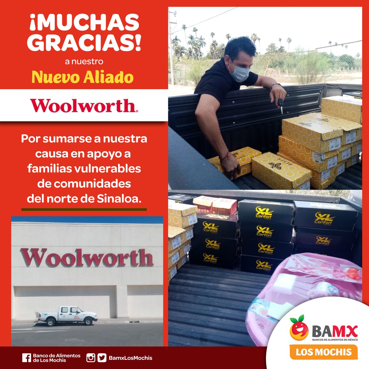 BamxLosMochis's tweet photo. Gracias Woolworth por sumarte y formar parte de nuestros #Aliados🙌🏻 con su apoyo estaremos beneficiando a más familias que lo necesitan a través de nuestra institución ❤️
¡Sigamos sumando esfuerzos en esta lucha incansable!
#Ahome #LosMochis #NorteDeSinaloa #SobraMásDeLoQueFalta https://t.co/NH7T1EYlj5