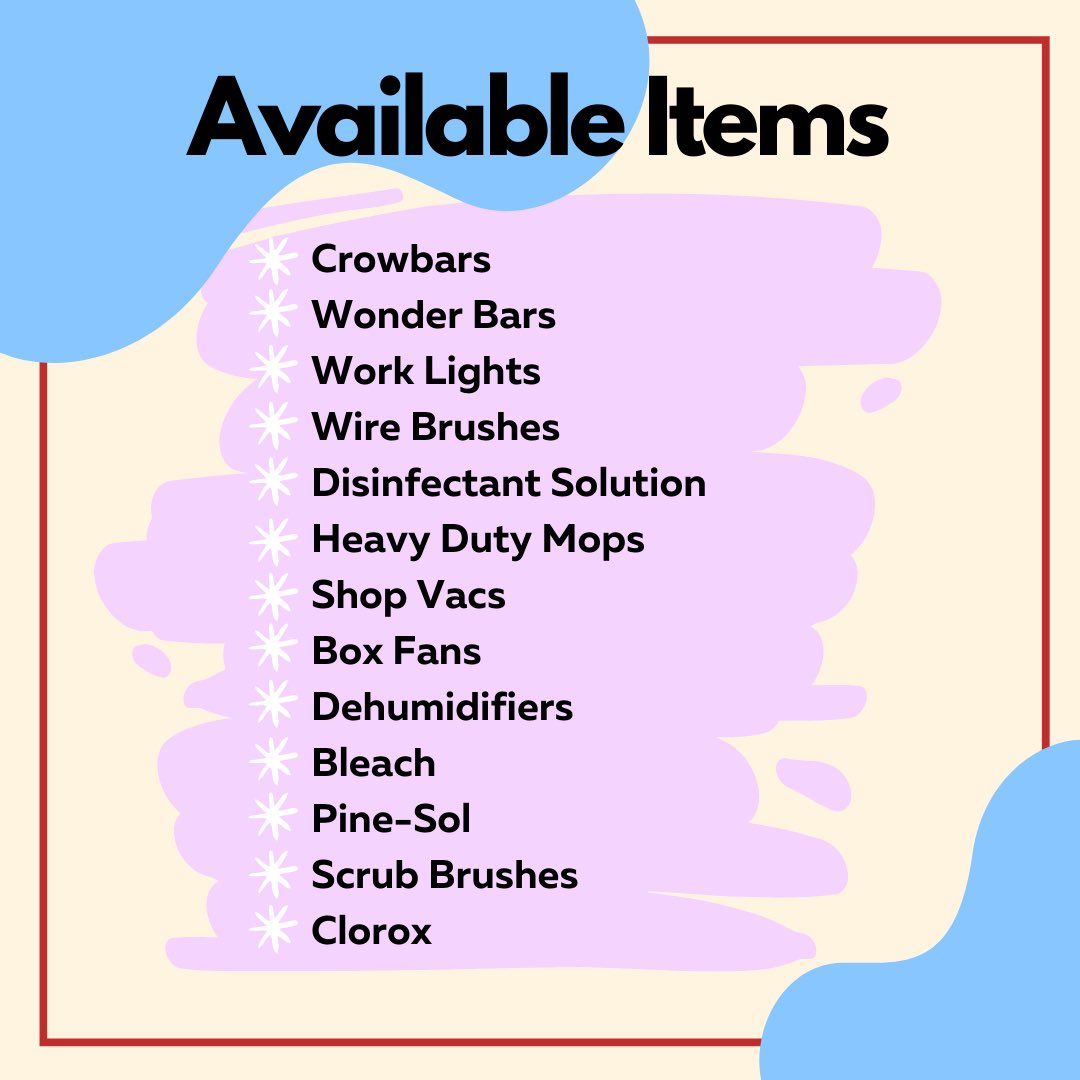 Resources are available for any individual, family, organization, or Detroit business affected by the recent flooding and subsequent infrastructure failure. Priority will be given to Black Detroiters. Please DM Eastside Mutual Aid to arrange a resource pick-up or delivery. 💙♥️