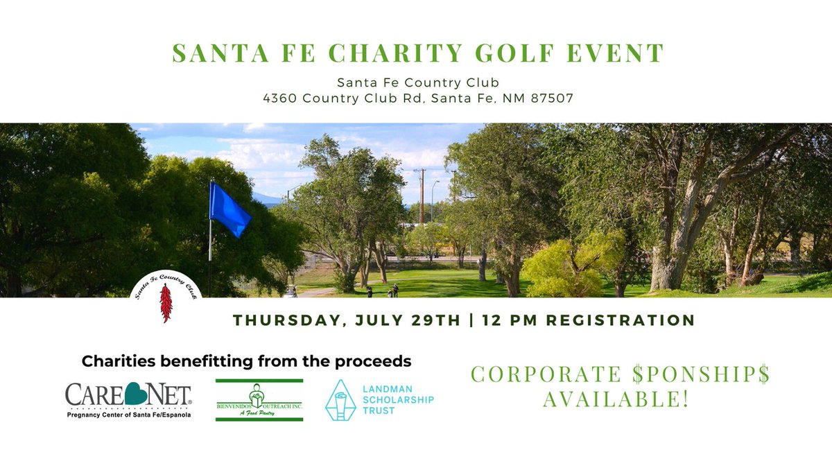 Come golf as a 2-player potluck paired team for the best-ball total score. The single-player entry fee is $100. The two-Player entry fee is $200. Make Checks Payable to "Santa Fe Charity Golf Event" Email Bill@P2Energy.net both players' names &amp; bring your check to the Event!