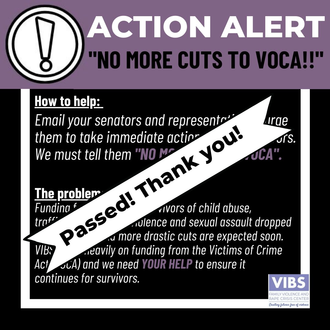 ecli_vibes's tweet image. Thanks to your advocacy, the VOCA Fix has passed both the House and the Senate!