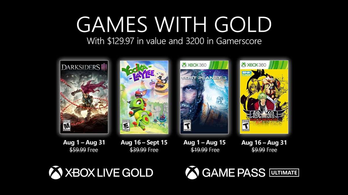 Xbox Live Games with Gold August 2021