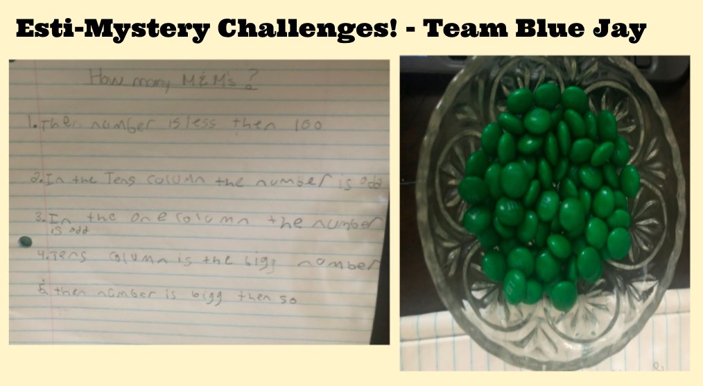 MrsBrowne12's tweet photo. Our campers created their own Esti-Mystery Challenges! Today, students shared their challenge and we laughed together, as we tried to solve each of the mysteries based on the clues🔍 @campsummerland @MrsJRak https://t.co/g8l11GeGIk
