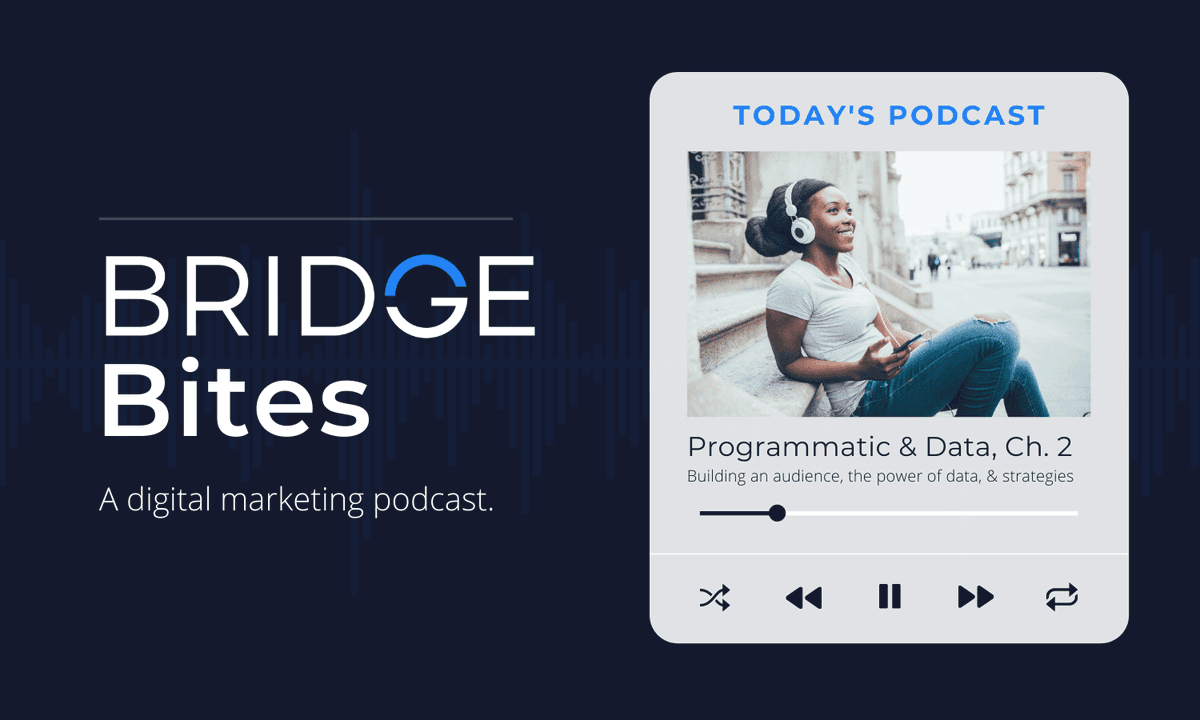 ConnectByBridge's tweet photo. Programmatic media allows you to reach consumers across a wide array of channels based on their digital tendencies. Listen to our 2nd podcast episode to go over the data that powers our programmatic campaigns. https://t.co/7YKOefD7yp #podcast #programmaticbenefits #bridgeconnect https://t.co/1qt2Jb0nFP