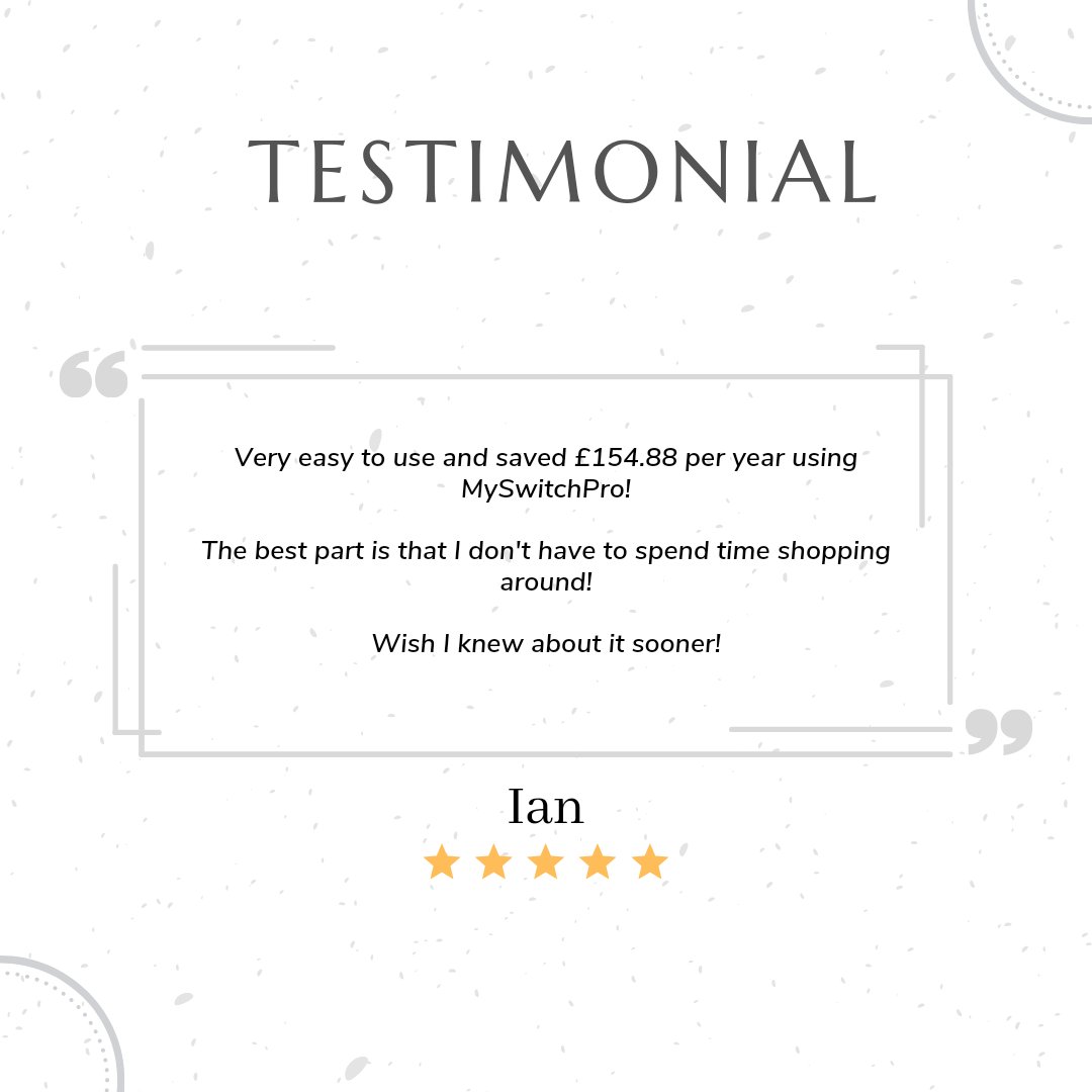 MySwitchPro's tweet image. Thanks Ian!

We are happy to hear about your savings both money and time!

See how much you could save by visiting our website and entering your post code &amp;amp; current energy tariff....that's it! 
.
.
.
#myswitchpro #testimonial #energybills #moneysaver