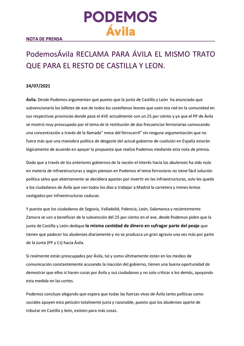 Podemos Ávila ciudad tweet media