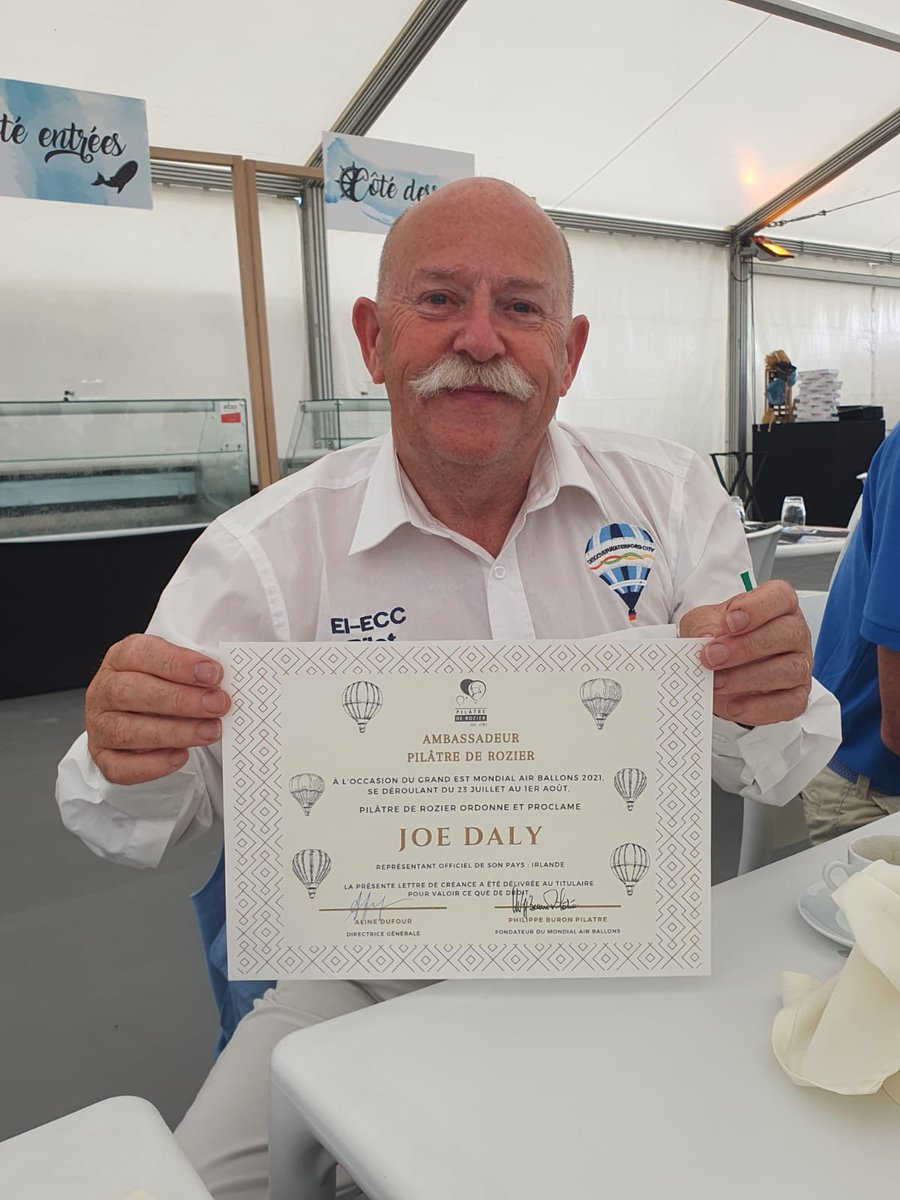 Waterford Hot Air Balloon Team (@eieccballoon) on Twitter photo Congratulations to Waterford Team pilot Joe Daly on his appointment as Irish ambassador to the Pilâtre de Rozier Organisation Grand Est Mondial event in France this week! 🇫🇷🇮🇪 <a href="/PDROrganisation/">PilâtreDeRozier - Grand Est Mondial Air Ballons</a> Congratulations to Waterford Team pilot Joe Daly on his appointment as Irish ambassador to the Pilâtre de Rozier Organisation Grand Est Mondial event in France this week! 🇫🇷🇮🇪 <a href="/PDROrganisation/">PilâtreDeRozier - Grand Est Mondial Air Ballons</a>