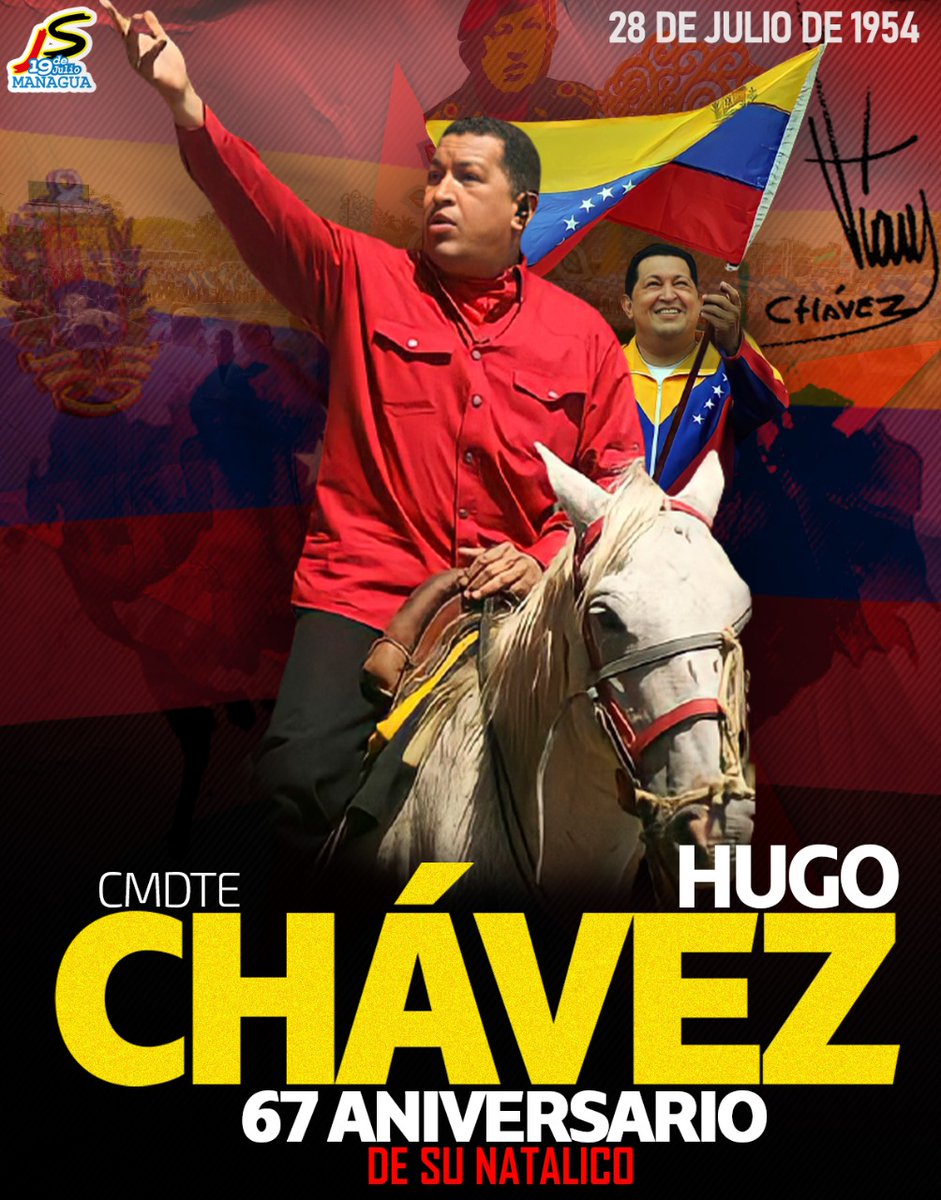 #28Julio #Nicaragua #TodosLosTriunfosSonDelPueblo Cmdte. Chávez Presente!!!! Conmemoramos su natalicio 67 aniversario.
<a href="/Angelin33559679/">Angelina Bravo</a> <a href="/BkSandinista/">bk Sandinista❤🖤</a> <a href="/kabalm03/">Tita Balmaceda</a>