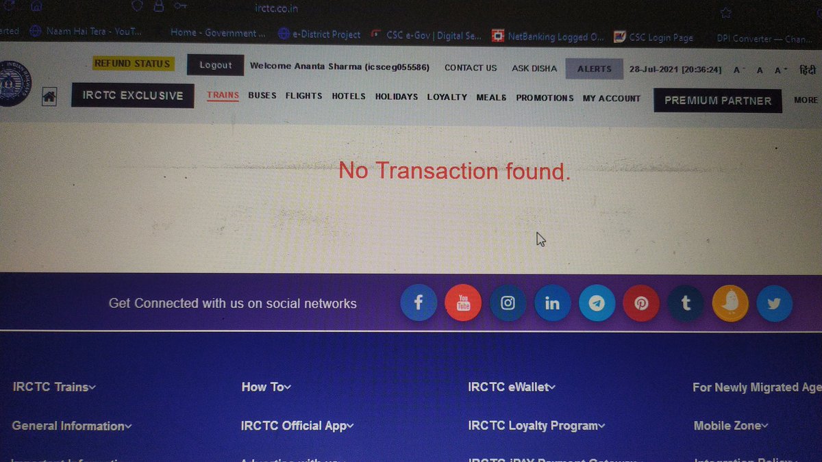 CBorholla's tweet photo. CSC payment gatway error we can't cut any ticket today. 
Please resolve it 
The village people require tickets 
@CSCegov_ 
@dintya15 
@IRCTCofficial https://t.co/QrkQlrmUsp