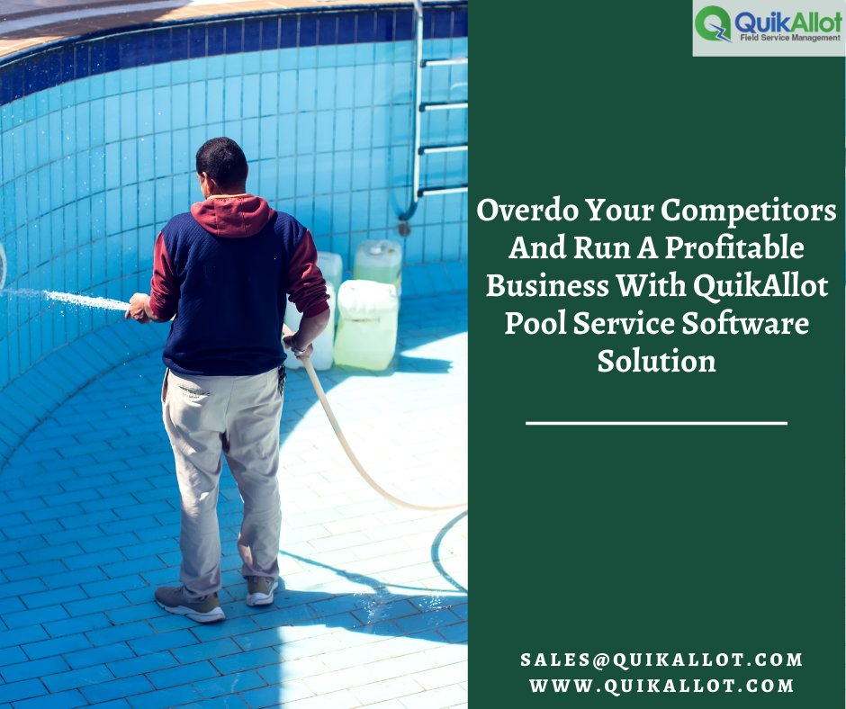 owc_my's tweet image. Want to run a lucrative swimming pool business? Introduce #QuikAllot #SwimmingPoolServiceSoftware and maximize business efficiency!
Contact us for a free demo! bit.ly/3dpvCZT
#PoolServiceSoftware #FSMSoftware