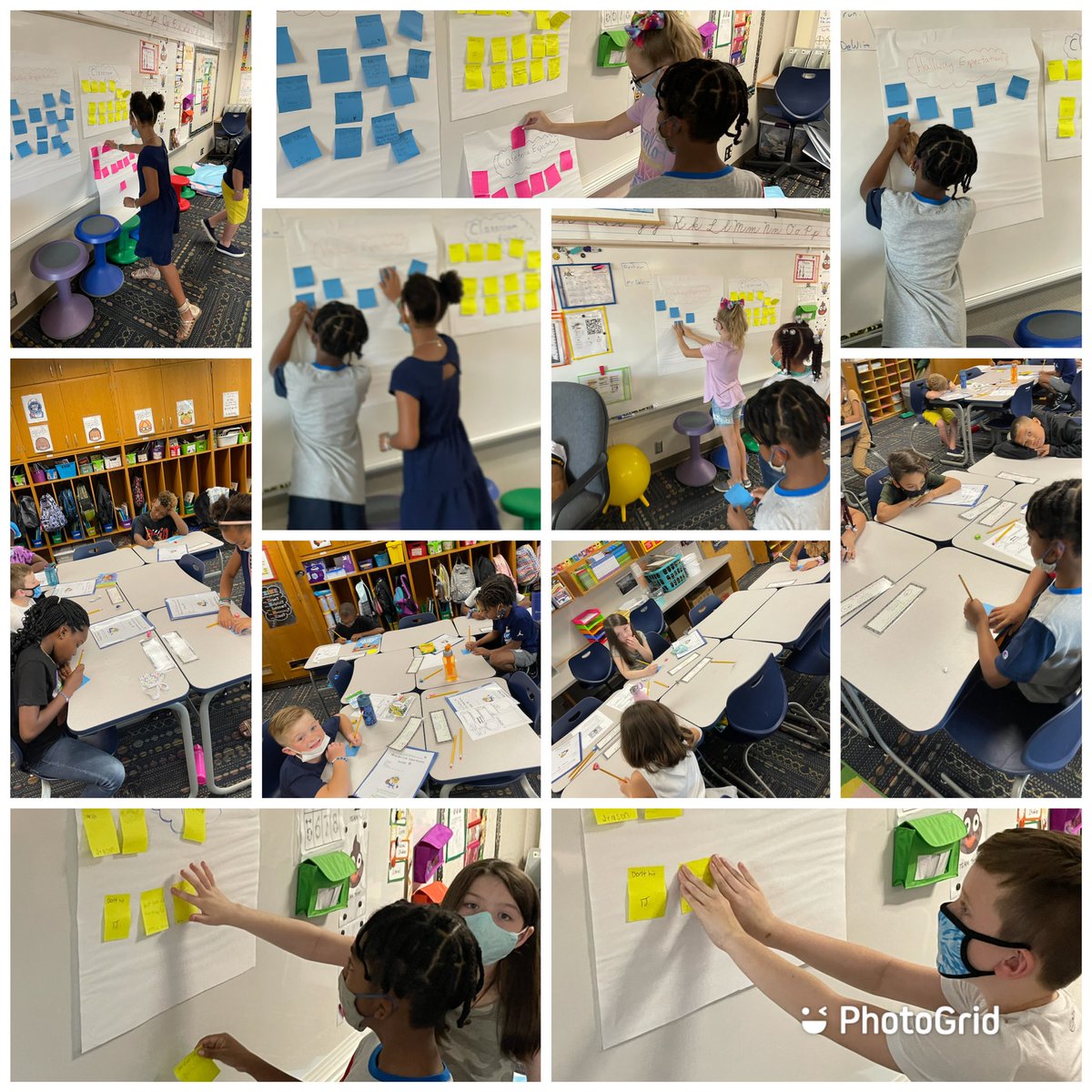 TheMrDeWitt89's tweet photo. On the first day, these 3rd graders made the rules and expectations for our classroom, hallway, restroom, cafeteria, and recess! #studentvoice #wearewayne #tabletoptwitter @RobeyRockets https://t.co/o5JC6ED5pA