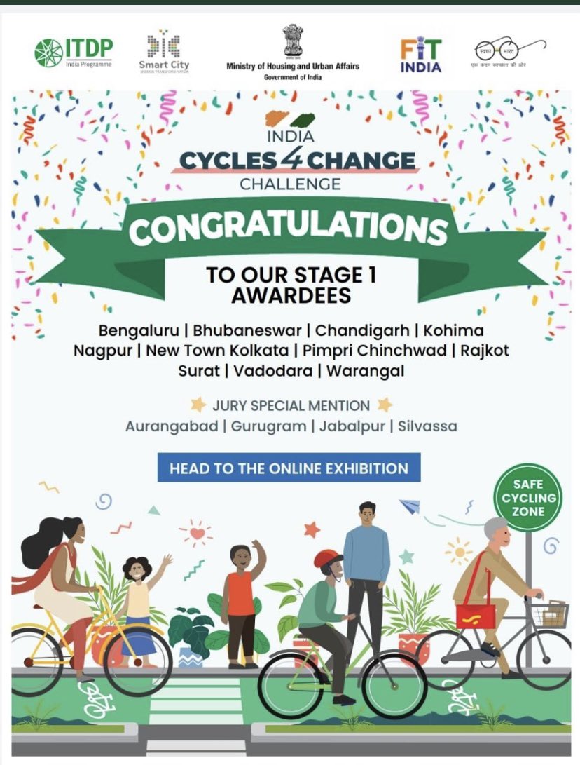rajeshpatilias's tweet photo. #PCMC happens to be one of the awardees in the INDIA CYCLE 4 CHANGE CHALLENGE under #Smartcity mission. Congratulations team #PCMC @PCMCSarathi @pcmcindiagovin @CMOMaharashtra @AjitPawarSpeaks https://t.co/s22cM7JS8i