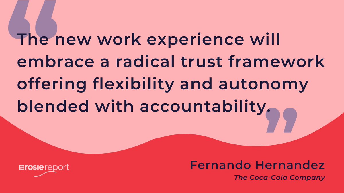 RosieReport's tweet photo. The #FutureOfWork is fundamentally different & it takes letting go. 💪✨ How to fit their work into the lives of whole humans is the question successful employers will answer.
@CocaCola #RosieReport2021 #RemoteWork #FlexibleWork #Autonomy #AutonomousWork https://t.co/AxWuzbCnZz