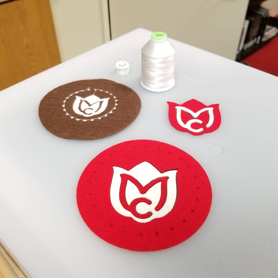 CCLDMakerspace's tweet image. There&apos;s usually more than one way to make something, and it&apos;s definitely worthwhile to experiment a bit before making multiples of anything. #ccldmakerspace #experiment #embroidery #lasercutfoam #lasercutfelt