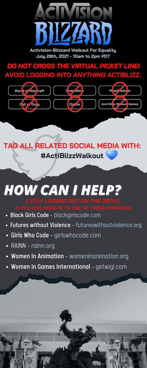 BigBrotherHaze's tweet photo. I support the walk out #ActivisionBlizzard #ActiBlizzWalkout https://t.co/eQFYZhFLIA