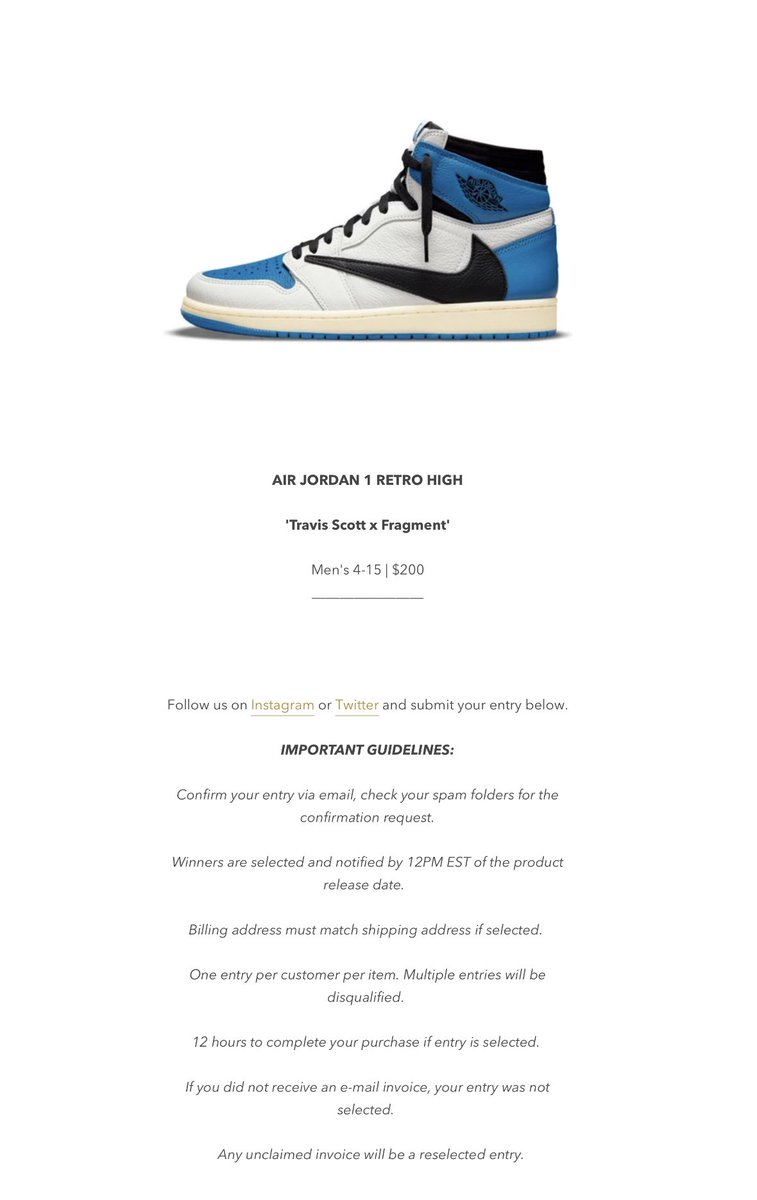 Snkr Twitr Travis Scott X Fragment X Jordan 1 Raffle Via Trs T Co Puyerbgryu Thanks Blessedpapi7x3 Ad