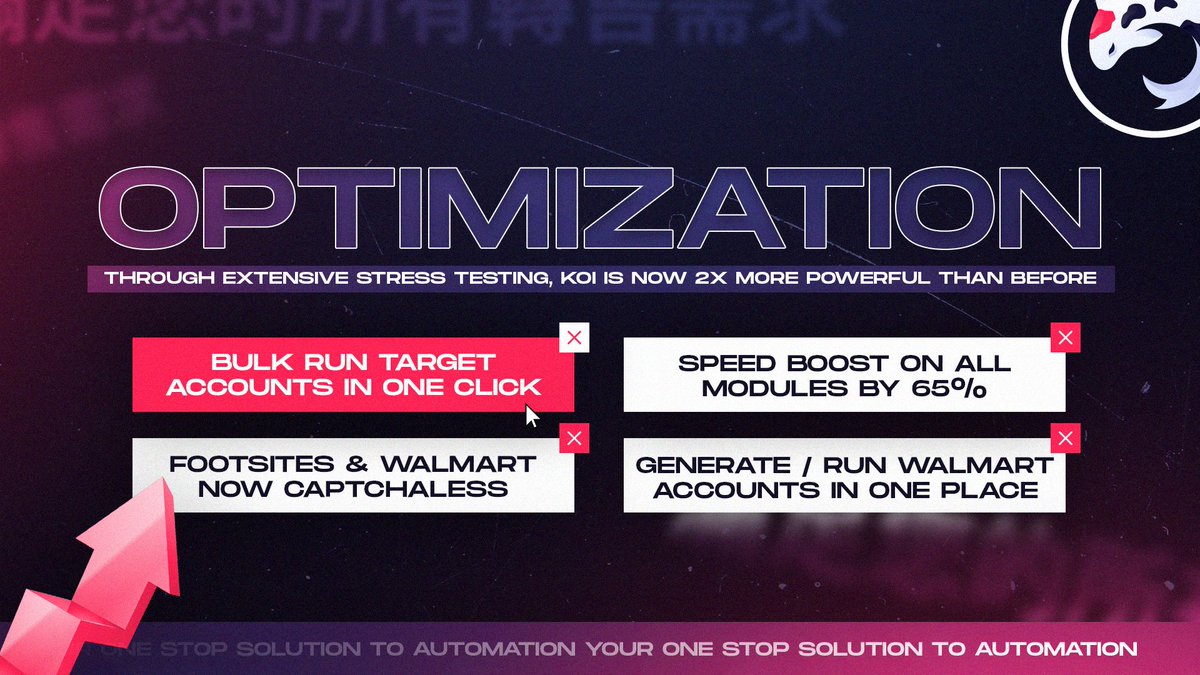 Koi_AIO's tweet image. Upcoming update - Performance optimization ⚡

With 10,000+ checkouts in July alone, Koi will be 2x more powerful &amp;amp; user friendly. 🤝

What else is in store for our users? 😏

The list never ends. ✍️