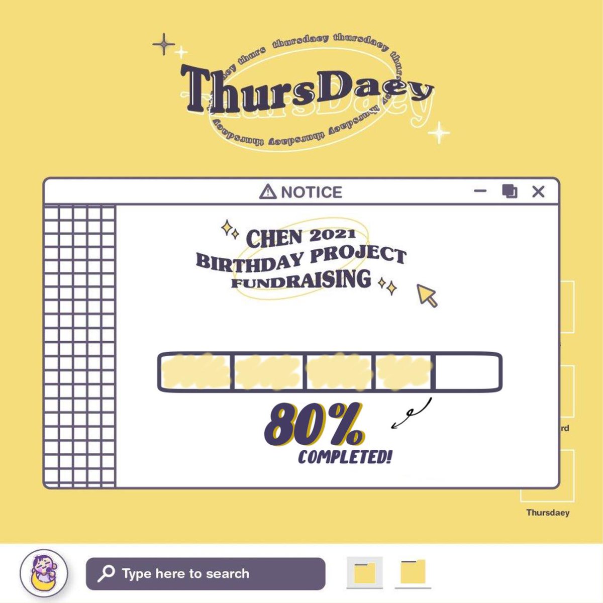 CHEN 2021 BIRTHDAY PROJECT FUNDRAISING

80% COMPLETED

The fundraising is still open until we reach the goals❤️ You can also participate by buying ThursDaey Goods.
📎daecon.site/#thursdaey

#첸 #CHEN