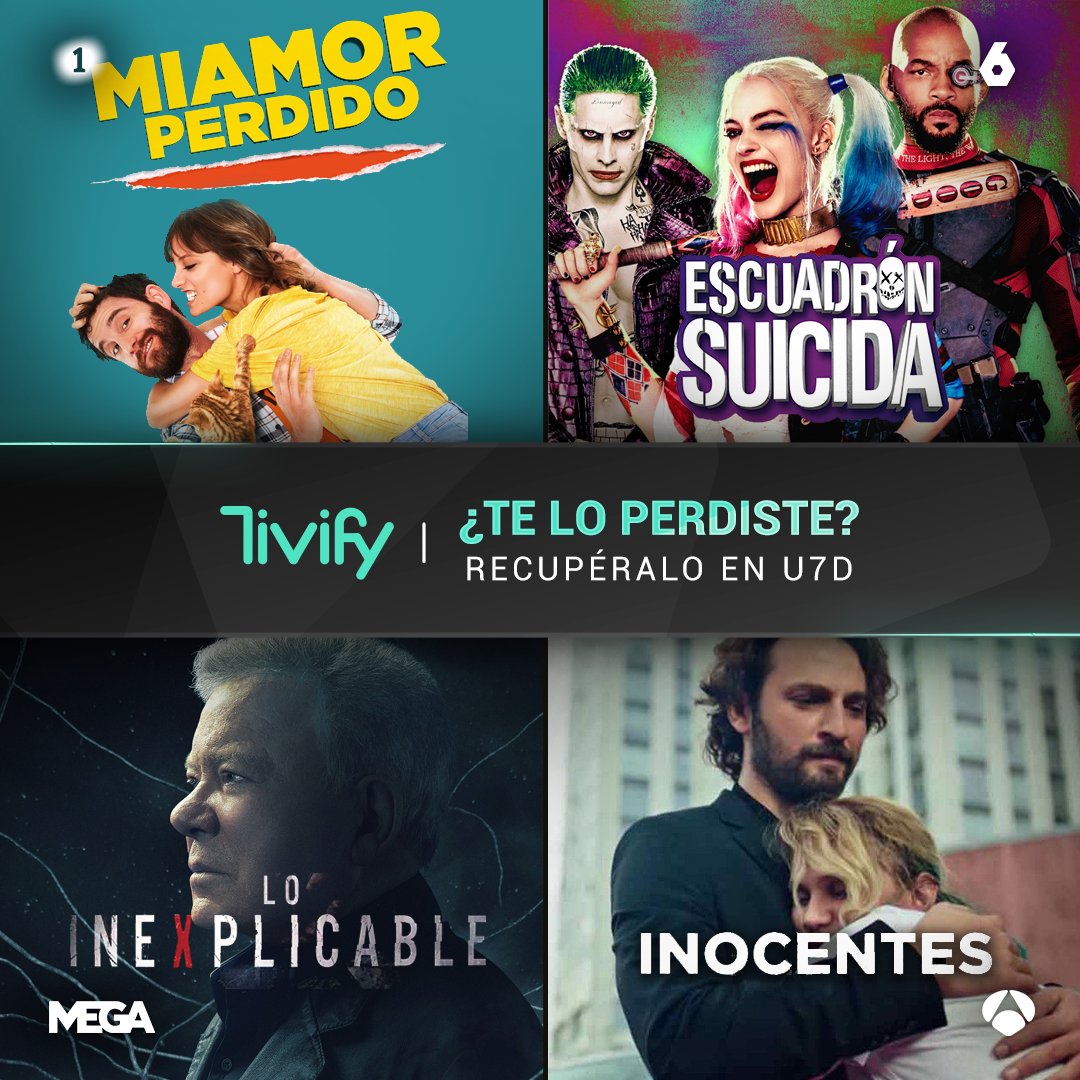 TivifyES's tweet photo. Deja atrás los horarios y prisas.
📺 Este verano, con Tivify puedes ver tus programas favoritos de la última semana cuando y donde quieras 🌴🌄🤩 #AlgoMásQueTele
#U7D #Cine #Series #APP #Gratis #Streaming #ÚltimaSemana #Inocentes #MiAmorPerdido #LoInexplicable #EscuadrónSuicida https://t.co/wutgVnnDMj