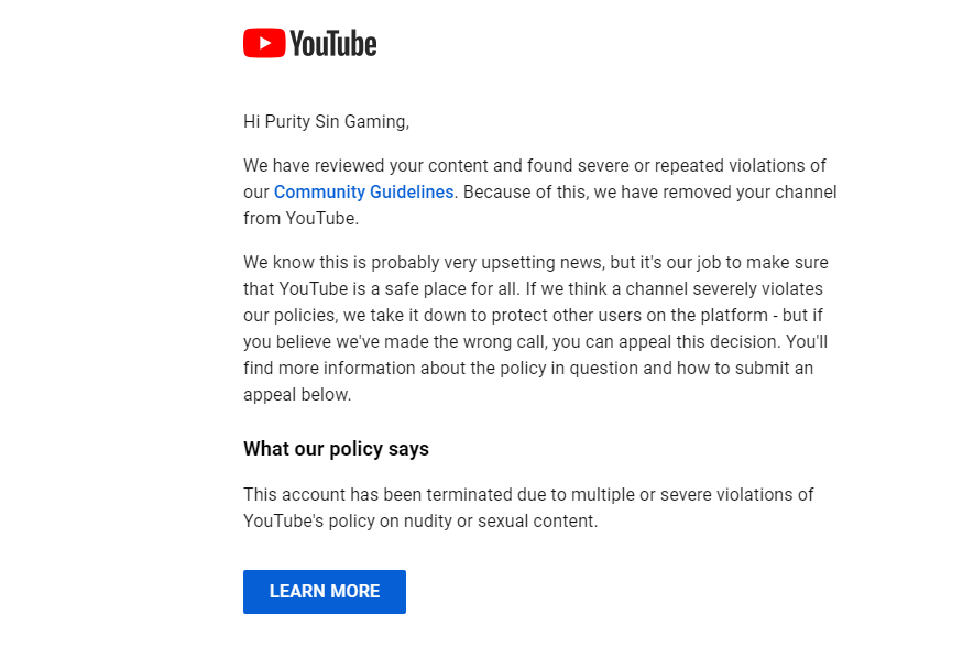 2 pic. I JUST GOT BANNED FROM YOUTUBE! @TeamYouTube whatr did i do?! I didn't get any emails of strikes or anything all I did today was upload a silly wombo video?! https://t.co/du0mzJFdT7