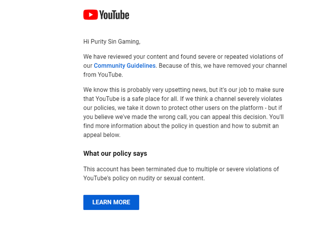2 pic. I JUST GOT BANNED FROM YOUTUBE! @TeamYouTube whatr did i do?! I didn't get any emails of strikes