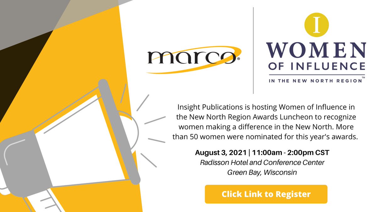 MarcoTechnology's tweet photo. Proud to be a corporate #sponsor at this year's @insightpubs "Women of Influence" Awards Luncheon. #InsightPubs REGISTRATION LAST CALL: https://t.co/Actc6gP0tP https://t.co/186yfjF5Hl