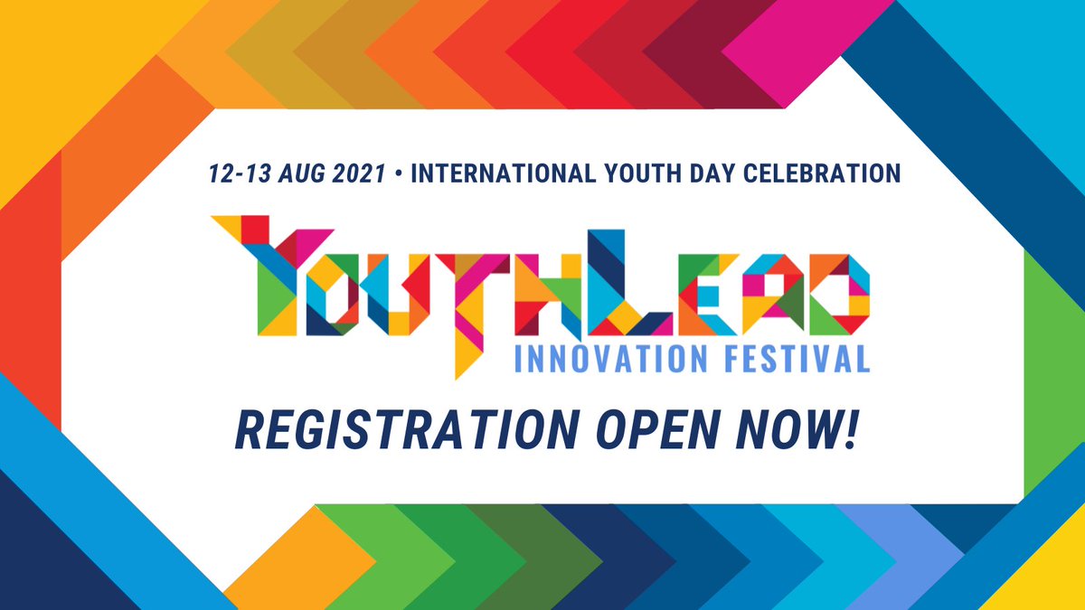 The banner reads "12-13 Aug 2021 - International Youth Day Celebration - #YouthLead Innovation Festival - Registration open now".