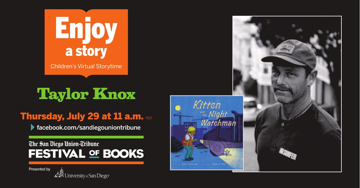 Join us this Thursday, July 29 at 11 a.m. PDT for Children's Storytime on The San Diego Union-Tribune's Facebook with professional surfer, Taylor Knox. For more info, visit sdfestivalofbooks.com. #GrabABook