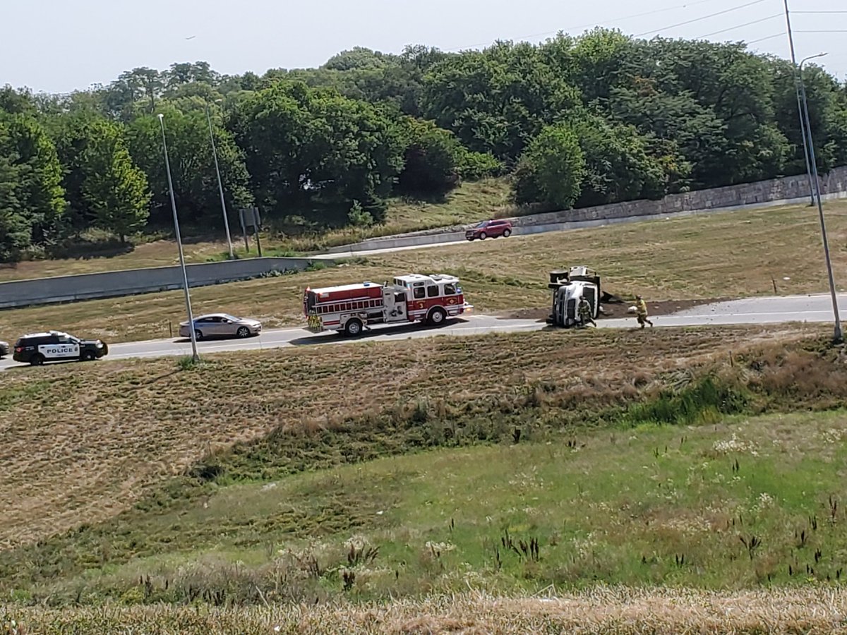 I-80 WB from NB 13th St. closed temporarily due to a dump truck tipped over.
